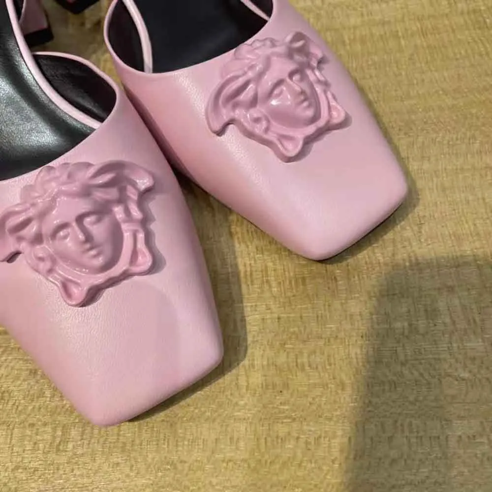 VERSACE MUJER ZAPATOS DE TACóN CON TIRA TRASERA DE PIEL LA MEDUSAROSA