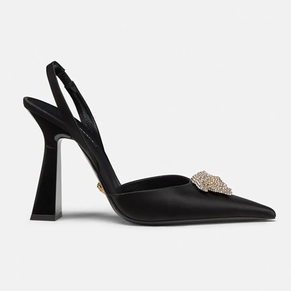 Versace Zapatos de salón LA Medusa de raso con tira trasera para mujer con tacón de 10,5 cm de altura