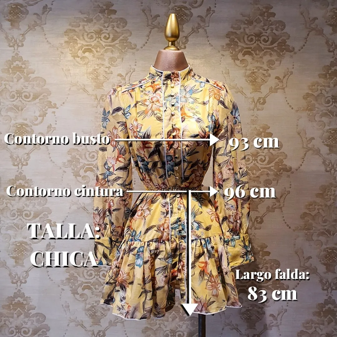 Vestido Amarillo Corto Estampado
