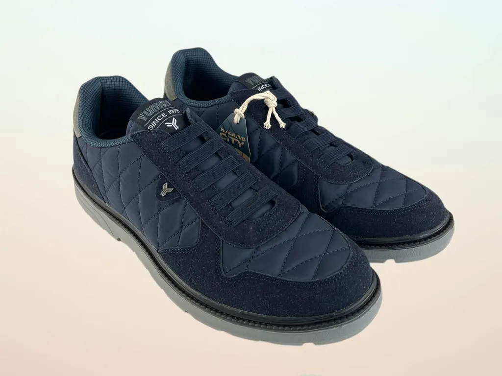 YUMAS | SNEAKERS LIGEROS DE HOMBRE NYLON ECOPIEL COMFORT LATEX AZUL MARINO SIN CORDONES MALMO