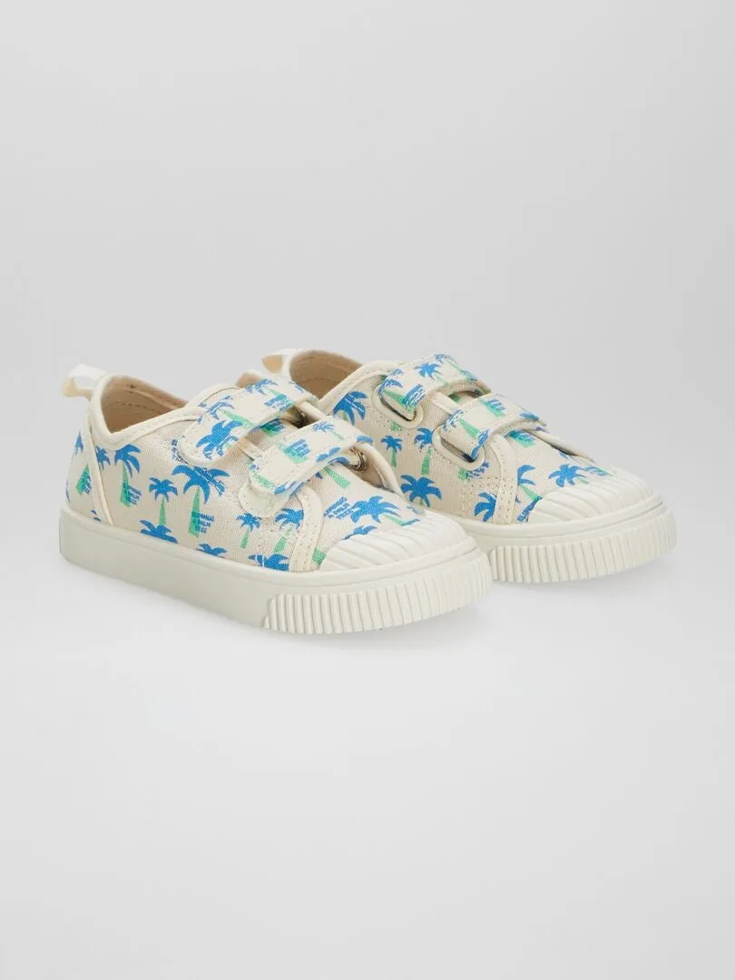 ZAPATILLAS BAJAS DE TELA ESTAMPADAS  BLANCO