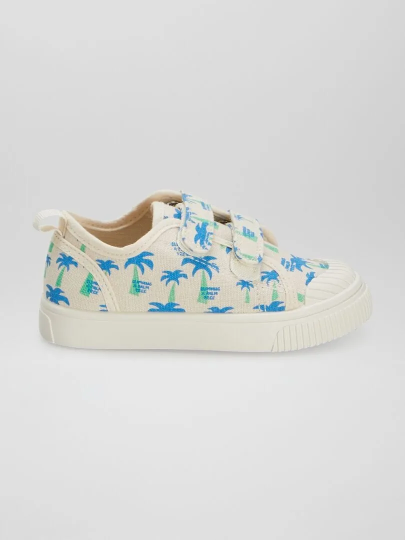ZAPATILLAS BAJAS DE TELA ESTAMPADAS  BLANCO