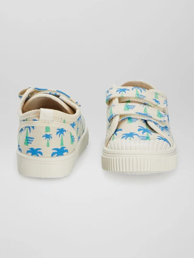 ZAPATILLAS BAJAS DE TELA ESTAMPADAS  BLANCO