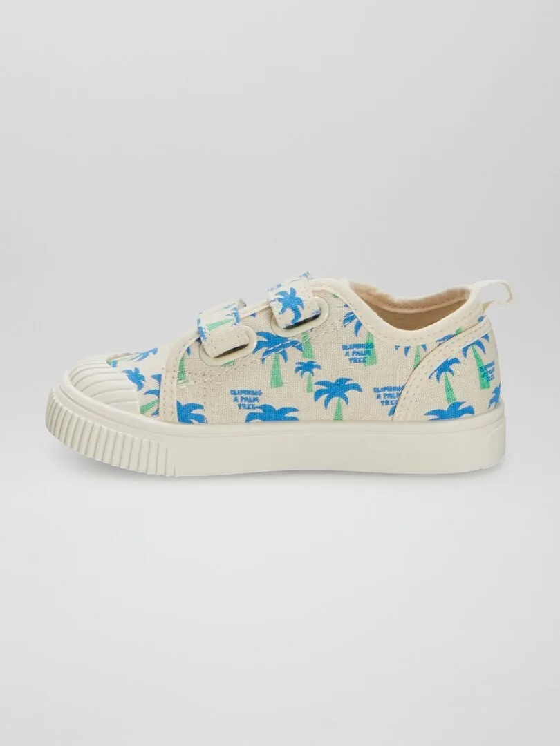ZAPATILLAS BAJAS DE TELA ESTAMPADAS  BLANCO
