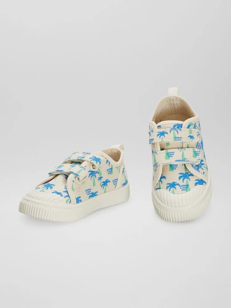 ZAPATILLAS BAJAS DE TELA ESTAMPADAS  BLANCO