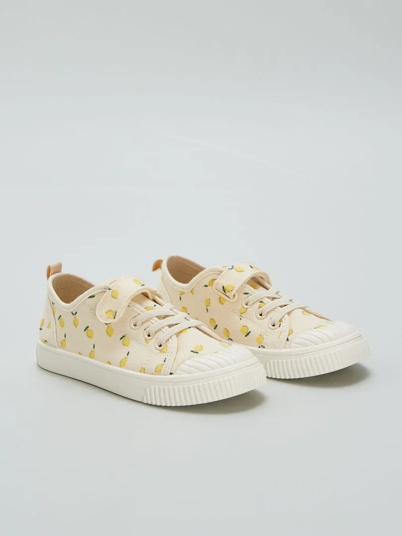 ZAPATILLAS ESTAMPADAS DE TELA  BEIGE