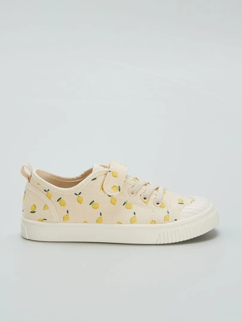 ZAPATILLAS ESTAMPADAS DE TELA  BEIGE