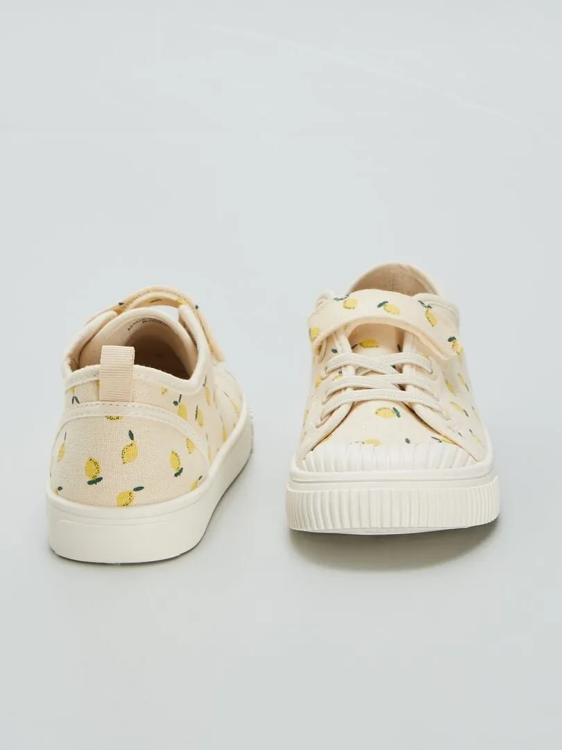 ZAPATILLAS ESTAMPADAS DE TELA  BEIGE