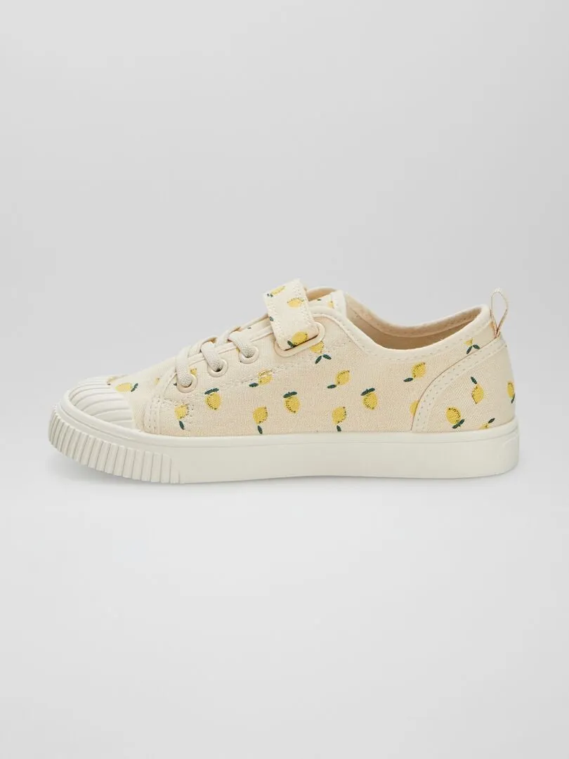 ZAPATILLAS ESTAMPADAS DE TELA  BEIGE