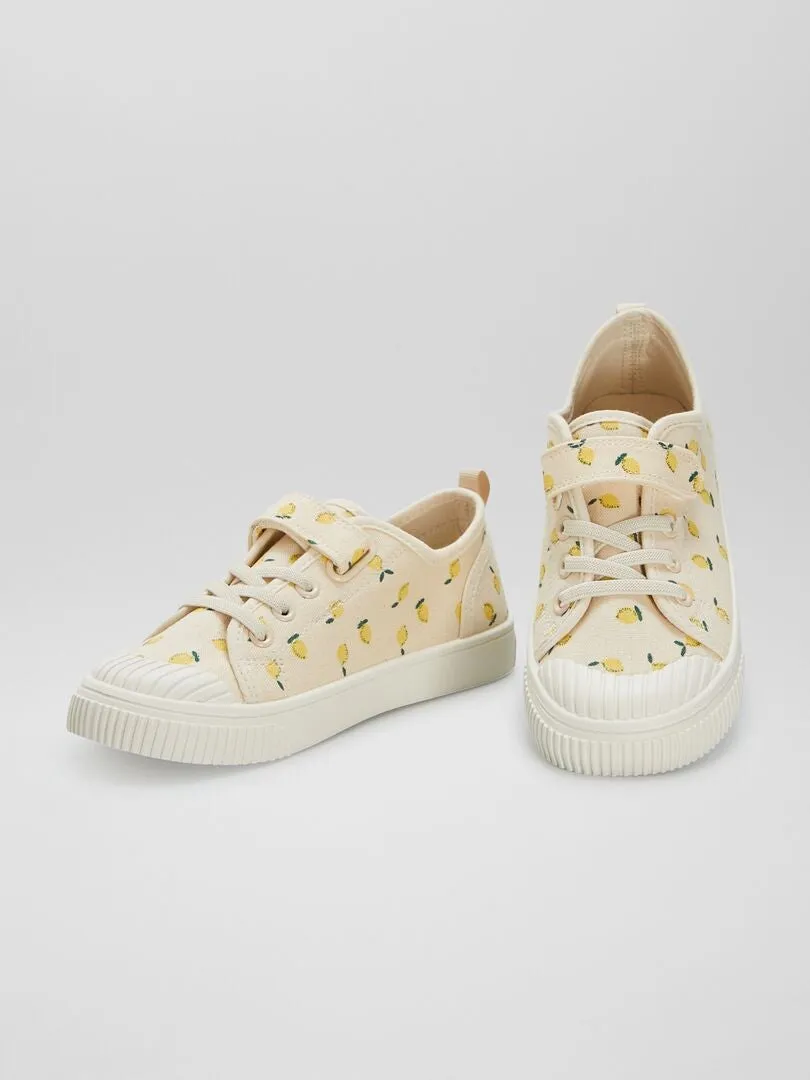 ZAPATILLAS ESTAMPADAS DE TELA  BEIGE