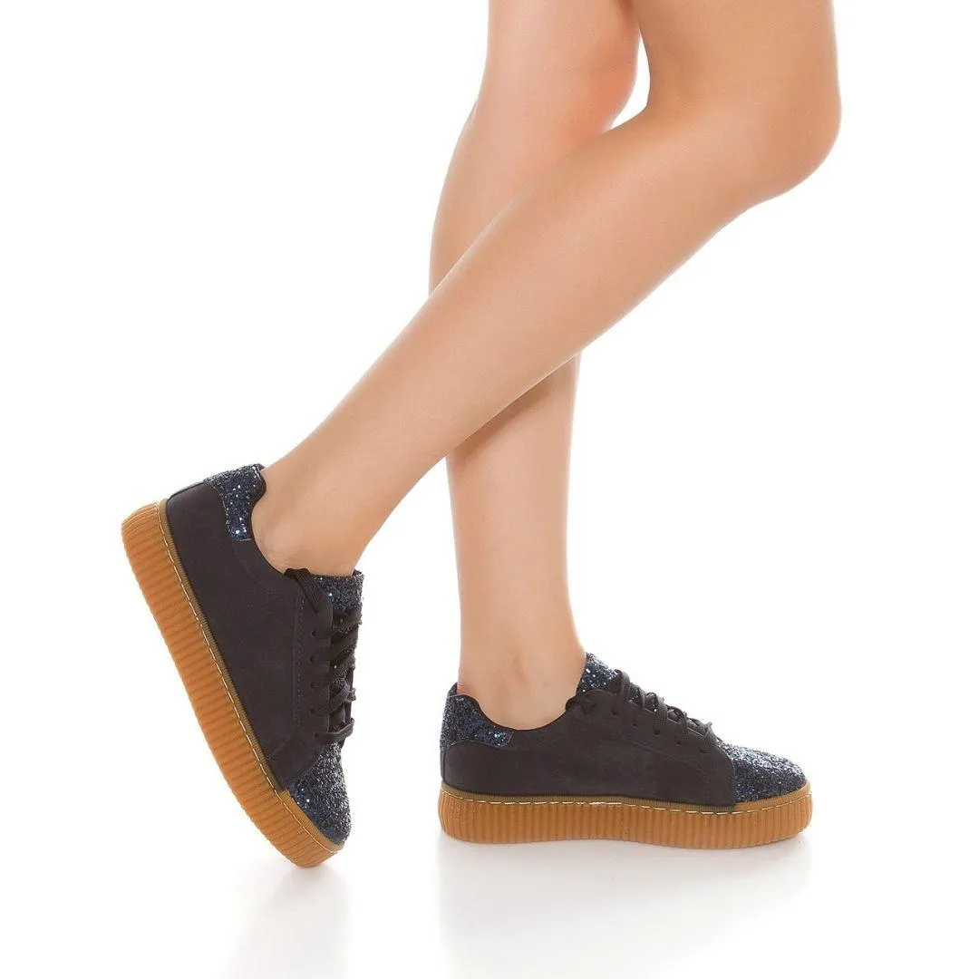 Zapatillas purpurina azul