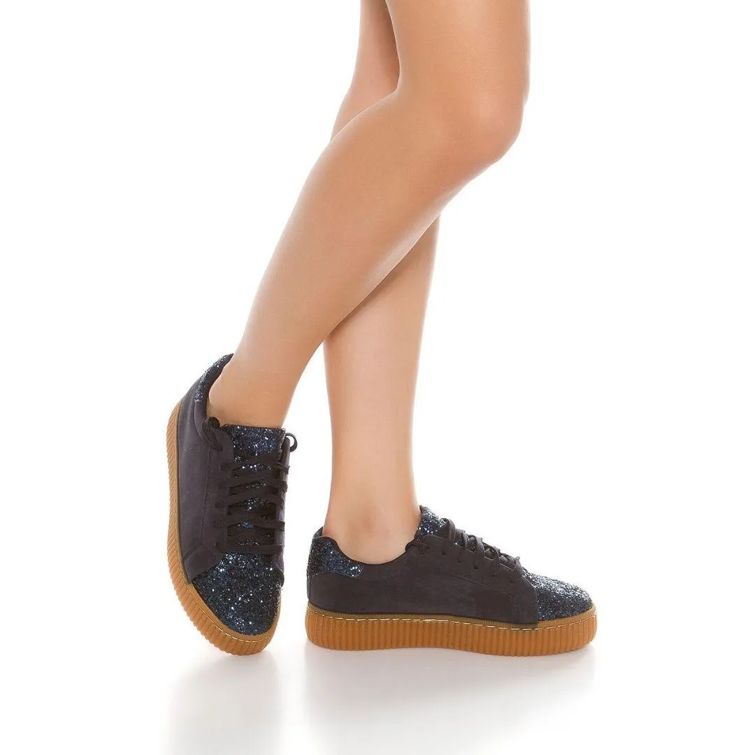 Zapatillas purpurina azul