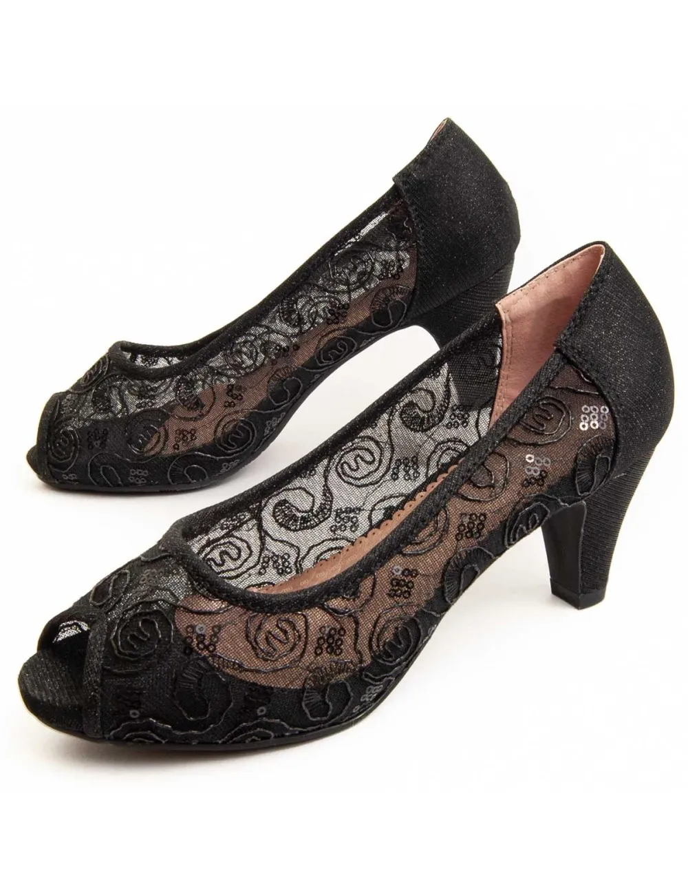 Zapato De Tacón Para Mujer.  Montevita  Unnecebapas  92336 Negro