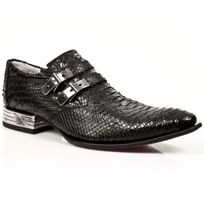 Zapato hombre serpiente negro tacon acero
