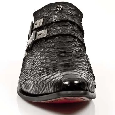 Zapato hombre serpiente negro tacon acero
