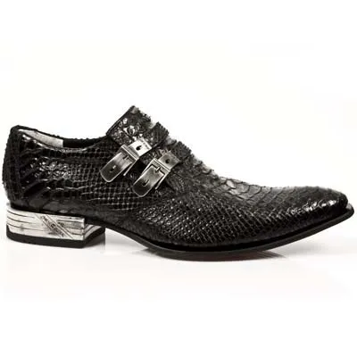 Zapato hombre serpiente negro tacon acero
