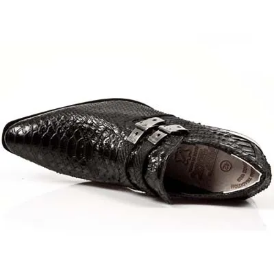 Zapato hombre serpiente negro tacon acero
