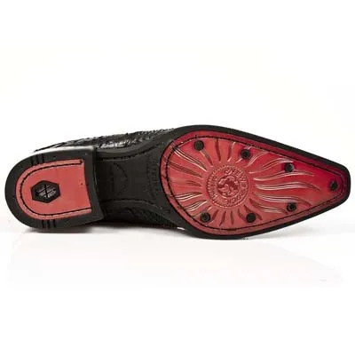 Zapato hombre serpiente negro tacon acero
