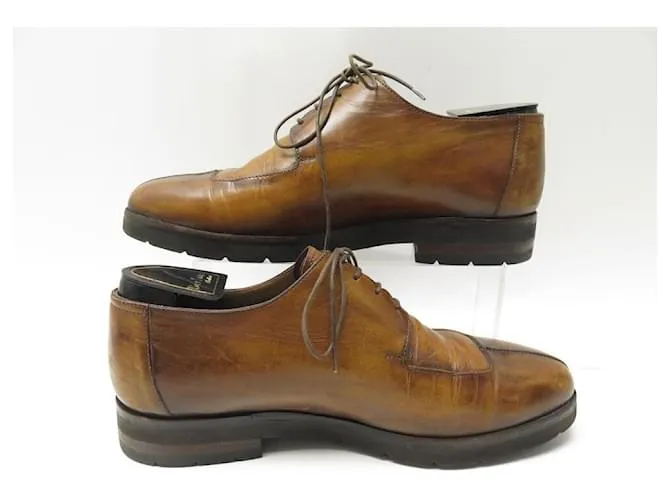ZAPATOS BERLUTI 4 OJALES DEPORTIVOS 0507 derby 8 42 ZAPATO PIEL PATINA Castaño 