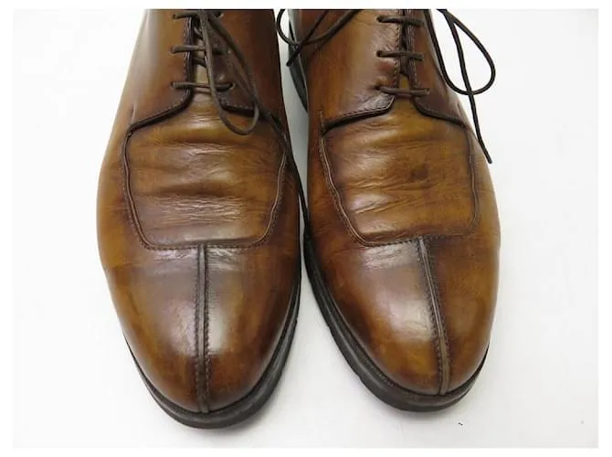 ZAPATOS BERLUTI 4 OJALES DEPORTIVOS 0507 derby 8 42 ZAPATO PIEL PATINA Castaño 