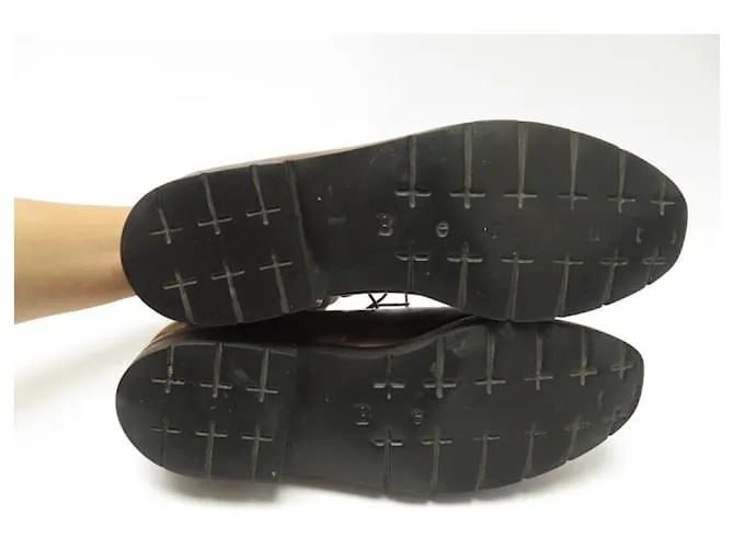 ZAPATOS BERLUTI 4 OJALES DEPORTIVOS 0507 derby 8 42 ZAPATO PIEL PATINA Castaño 