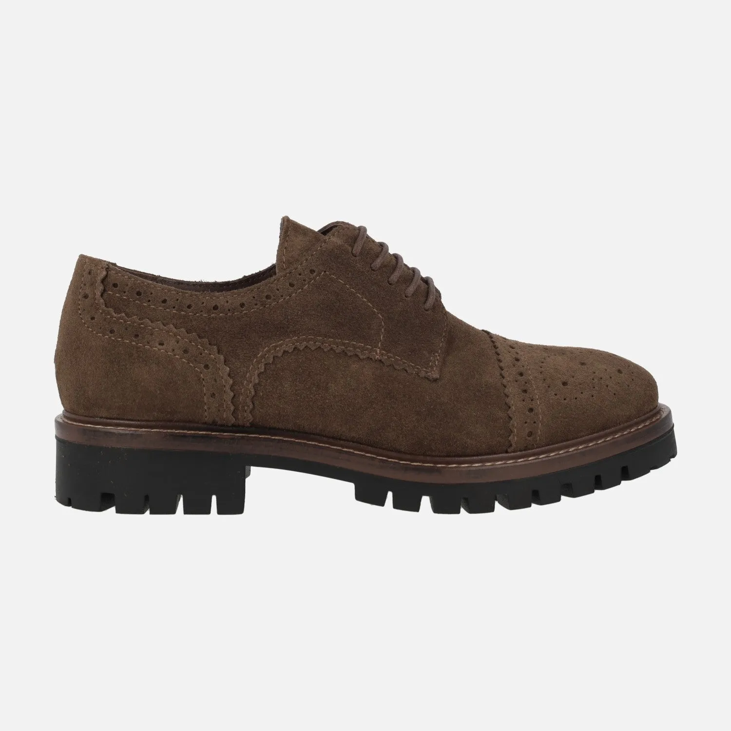 Zapatos de cordones en serraje marrón para mujer Alpe Militare