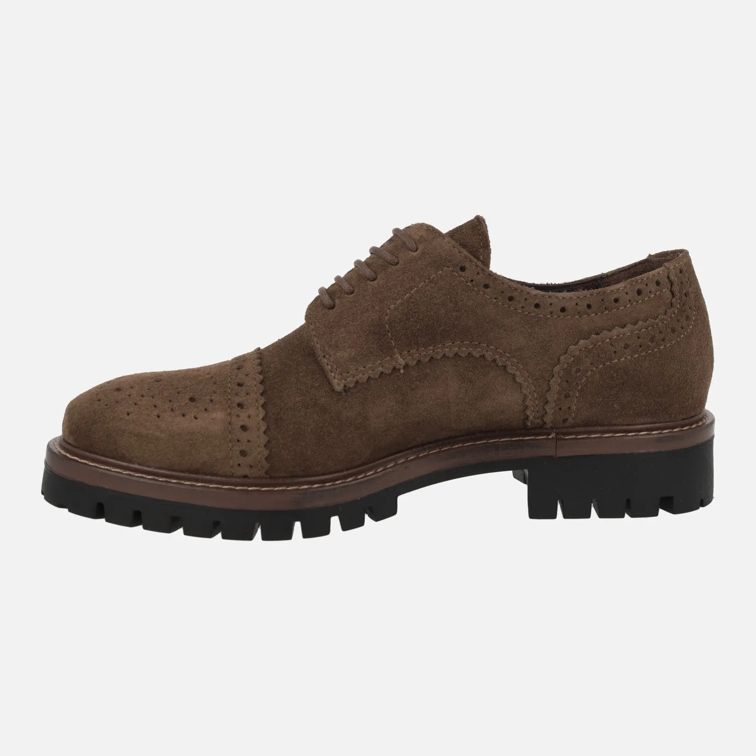 Zapatos de cordones en serraje marrón para mujer Alpe Militare