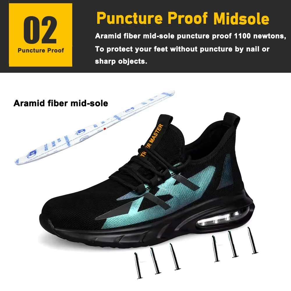 Zapatos de seguridad deportivos de moda antipinchazos con punta de acero TM3237