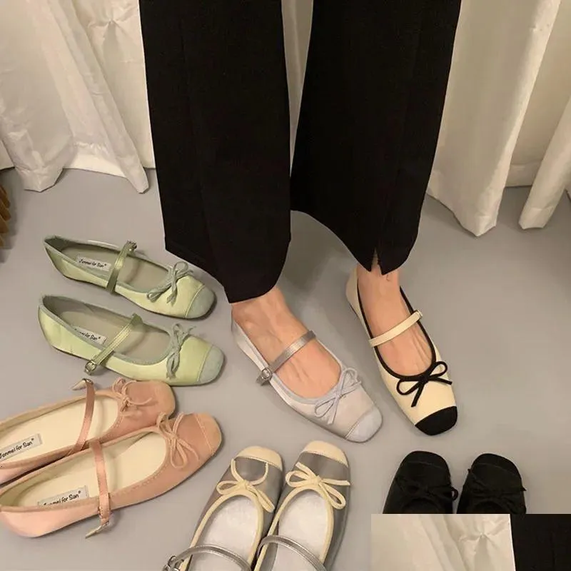 Zapatos de vestir de moda para mujer de la moda redonda de los pies resbaladizos Mary Jane Ballet Ballet Dancer Danza casual 240