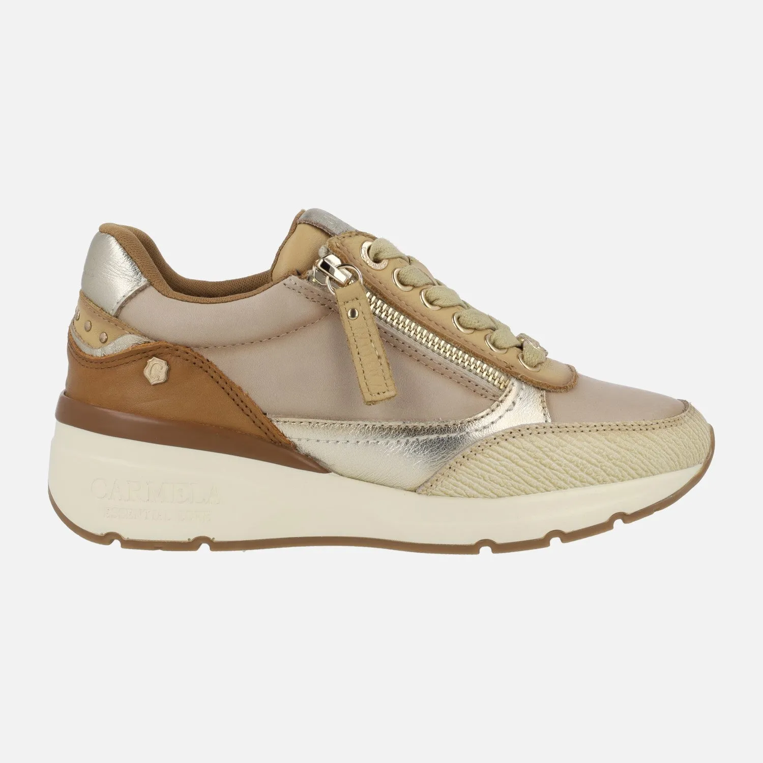 Zapatos deportivos con cordones y cremallera lateral para mujer