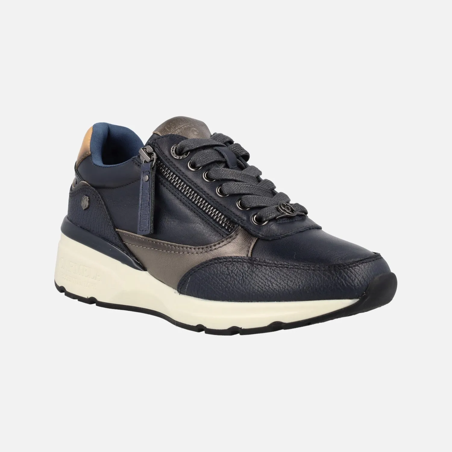 Zapatos deportivos con cordones y cremallera lateral para mujer