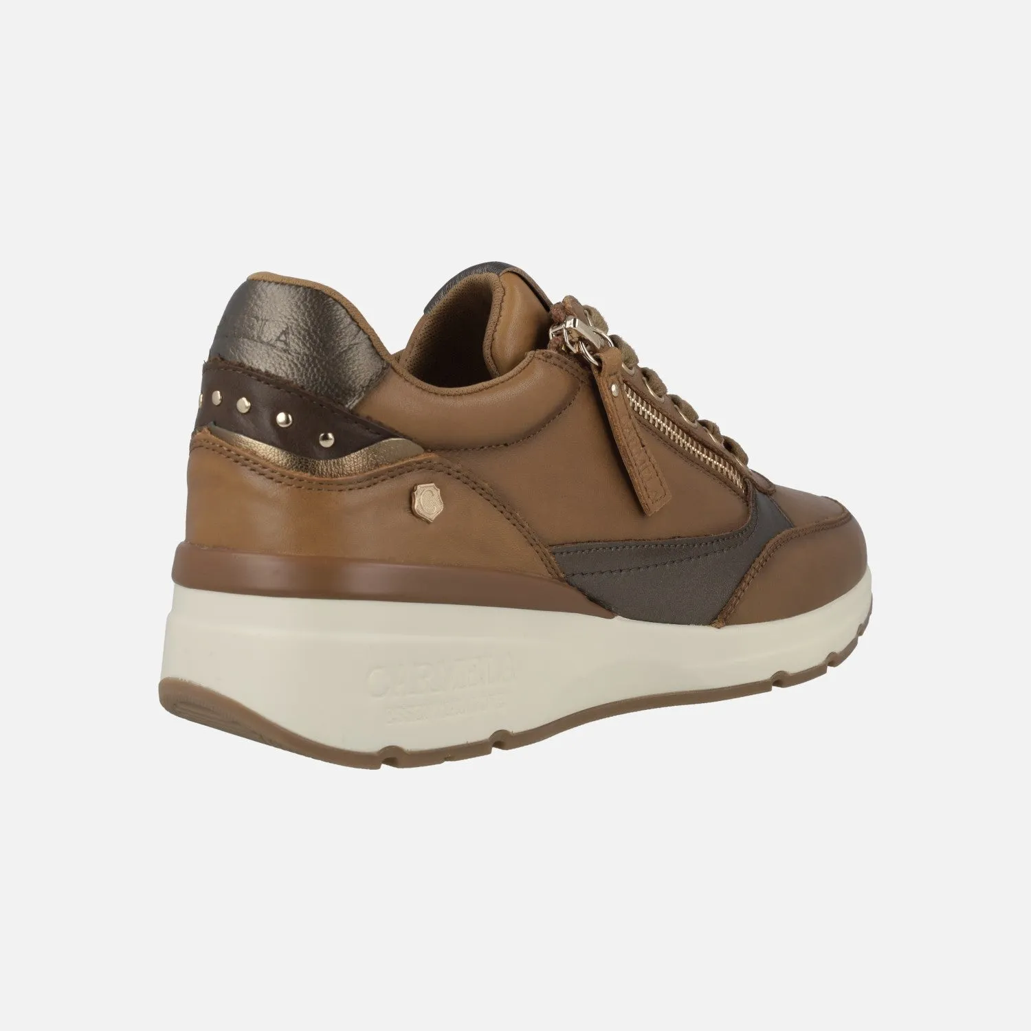 Zapatos deportivos con cordones y cremallera lateral para mujer