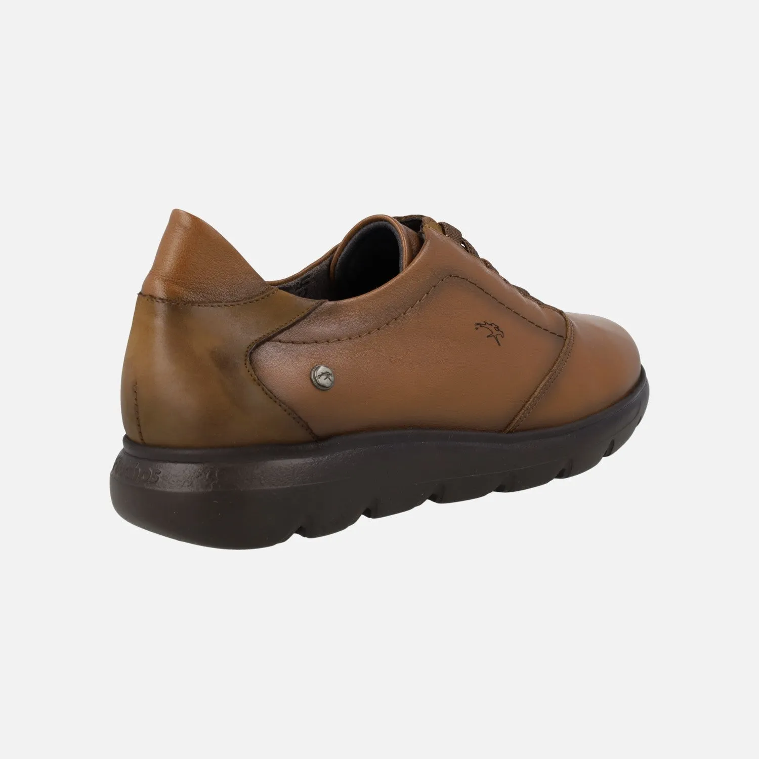 Zapatos deportivos en piel marrón con cordones elásticos