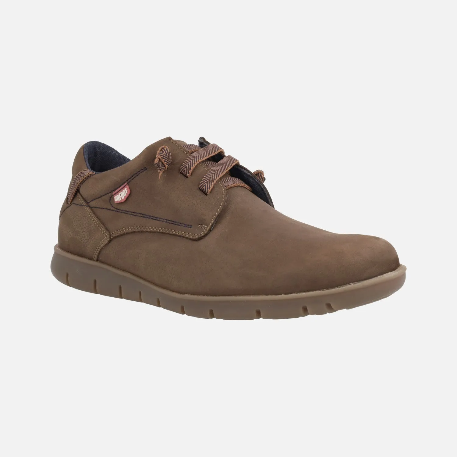 Zapatos deportivos en piel nobuck con cordones para hombre