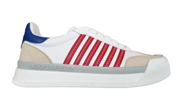 ZAPATOS DEPORTIVOS HOMBRE DSQUARED2 EN PIEL SNM0342 NEW JERSEY BLANCOAZULROJO