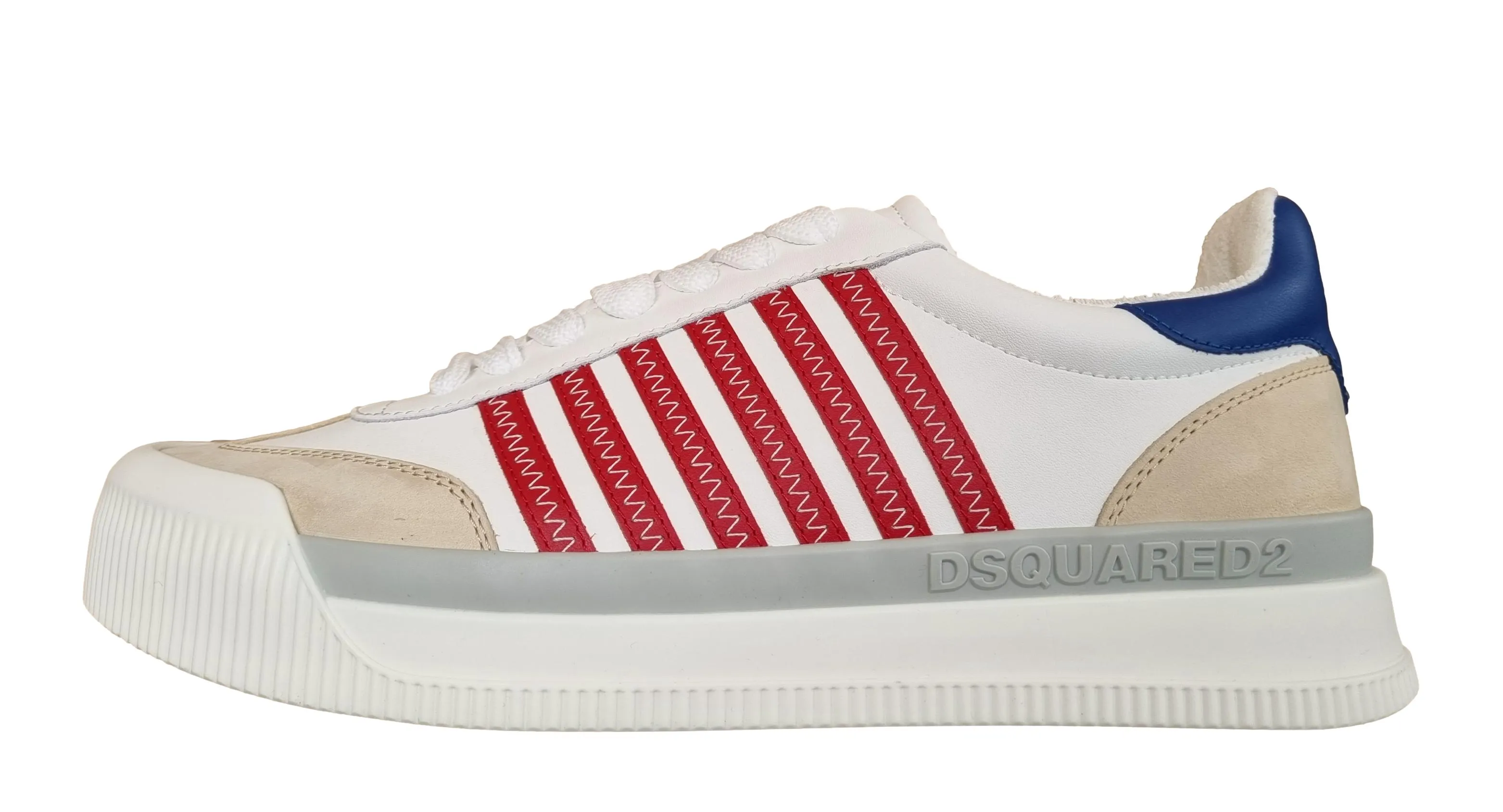 ZAPATOS DEPORTIVOS HOMBRE DSQUARED2 EN PIEL SNM0342 NEW JERSEY BLANCOAZULROJO