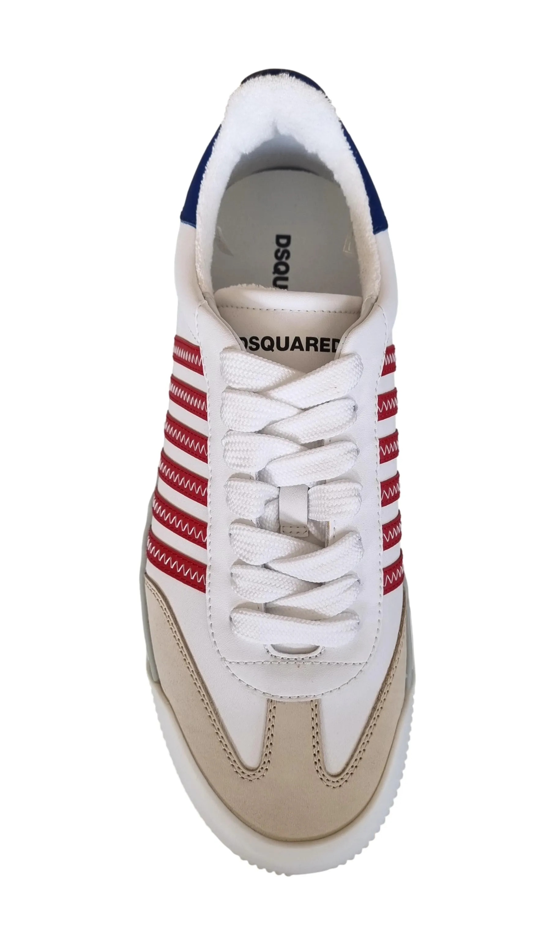 ZAPATOS DEPORTIVOS HOMBRE DSQUARED2 EN PIEL SNM0342 NEW JERSEY BLANCOAZULROJO