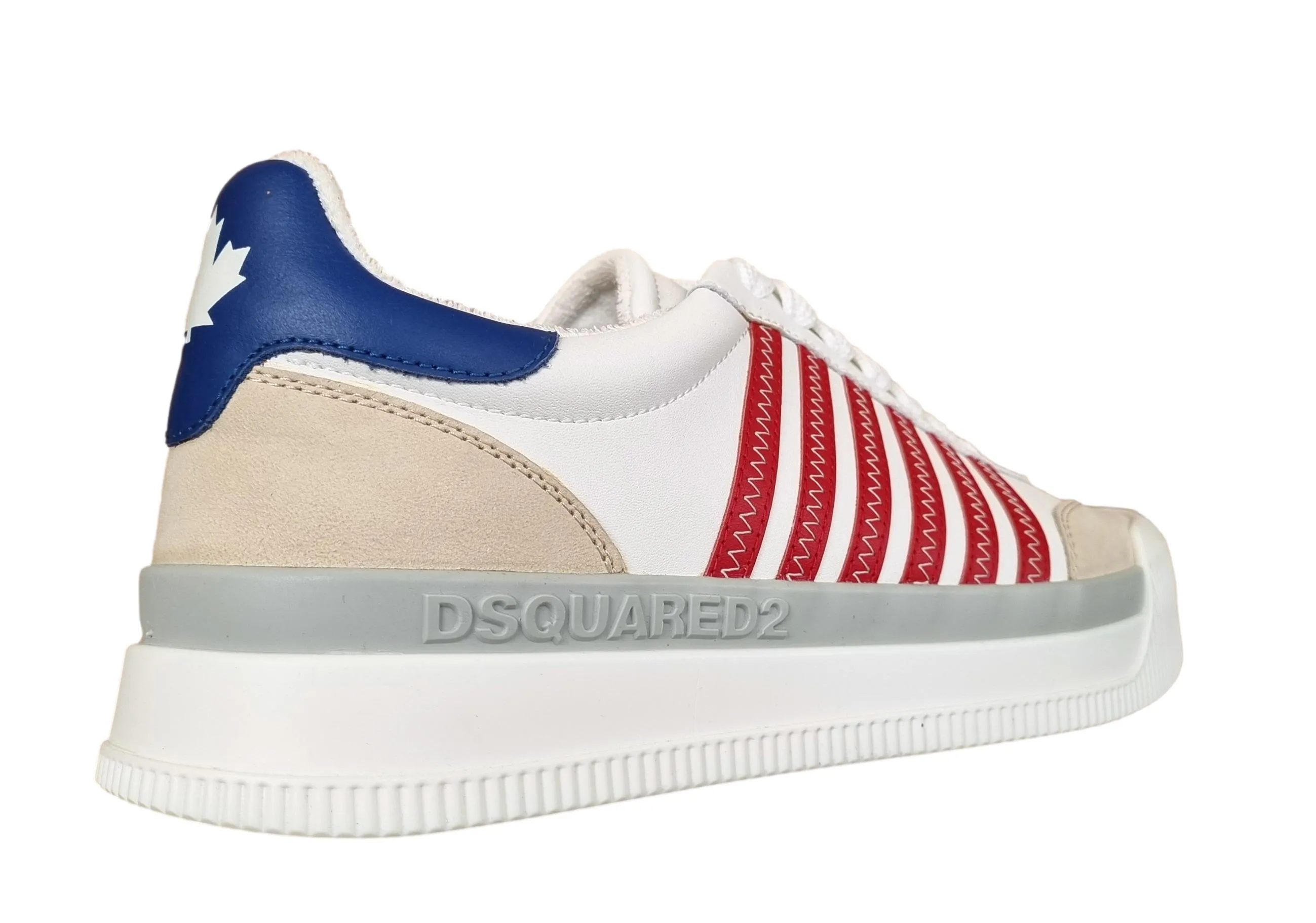 ZAPATOS DEPORTIVOS HOMBRE DSQUARED2 EN PIEL SNM0342 NEW JERSEY BLANCOAZULROJO