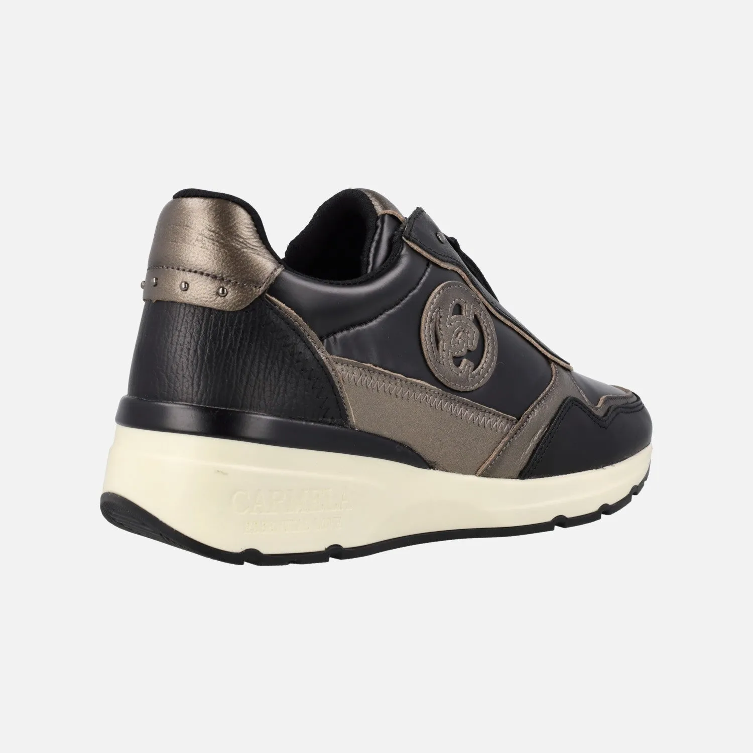 Zapatos deportivos multimaterial con cremallera central para mujer