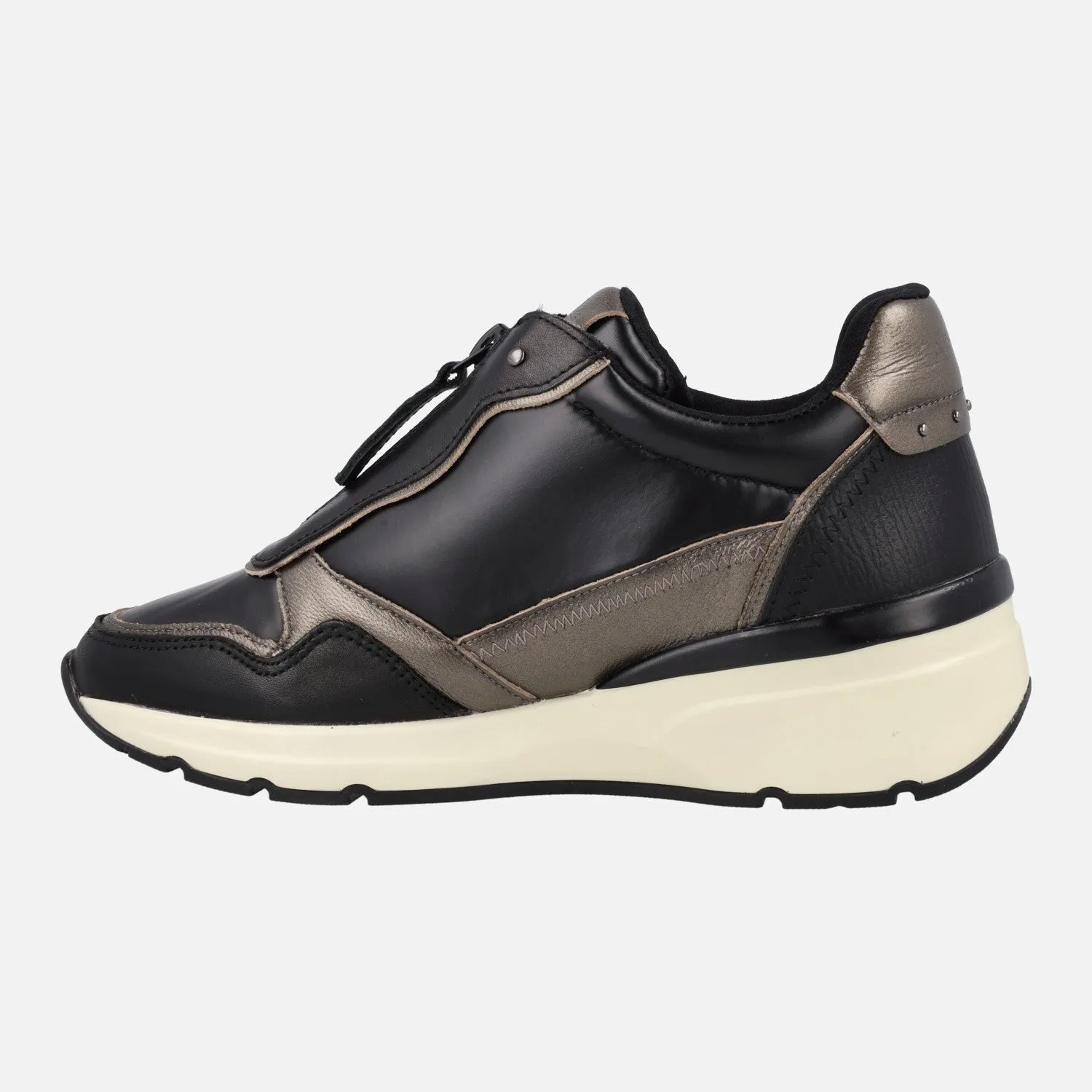Zapatos deportivos multimaterial con cremallera central para mujer