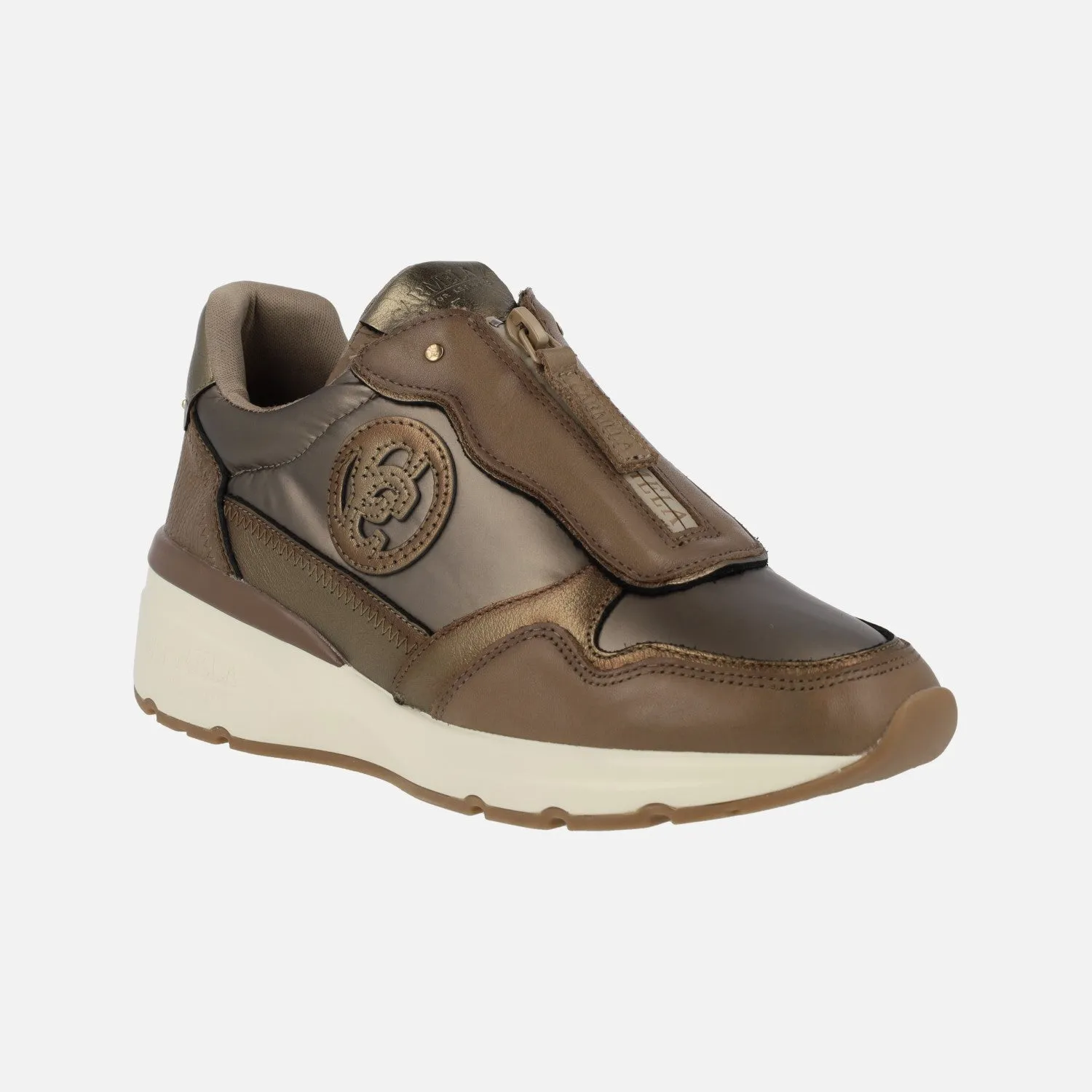 Zapatos deportivos multimaterial con cremallera central para mujer