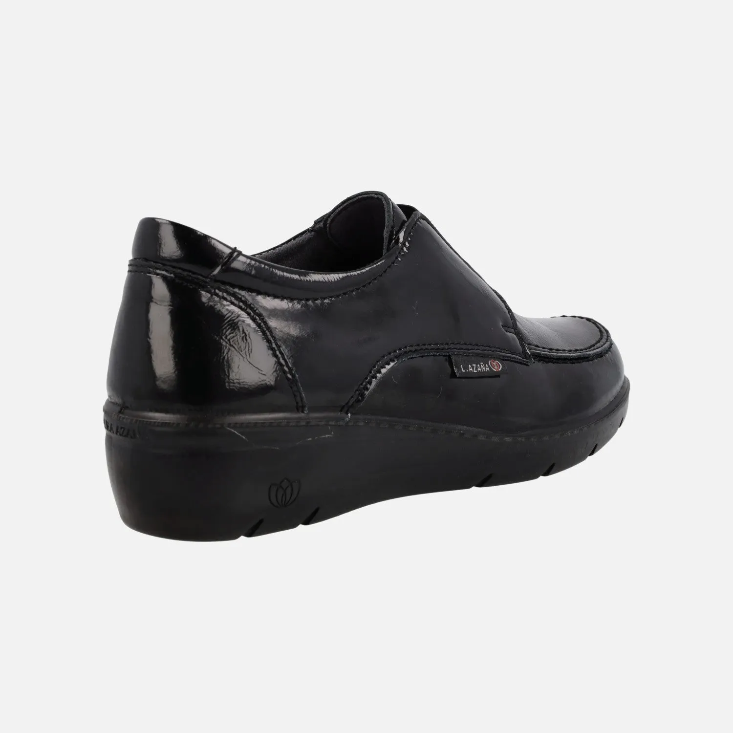 Zapatos deportivos negros de charol con elástico plata