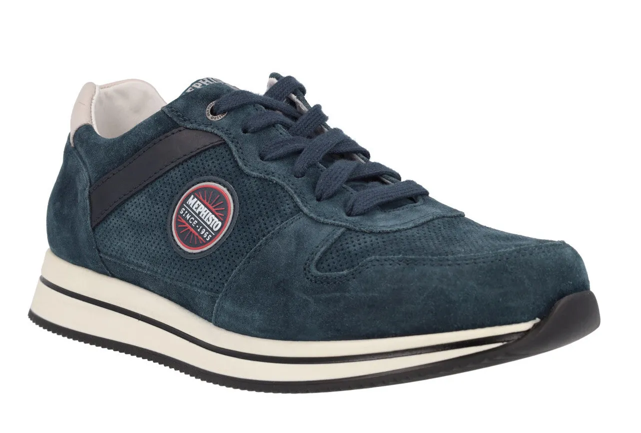 Zapatos deportivos para hombre en serraje azul Mephisto Garry