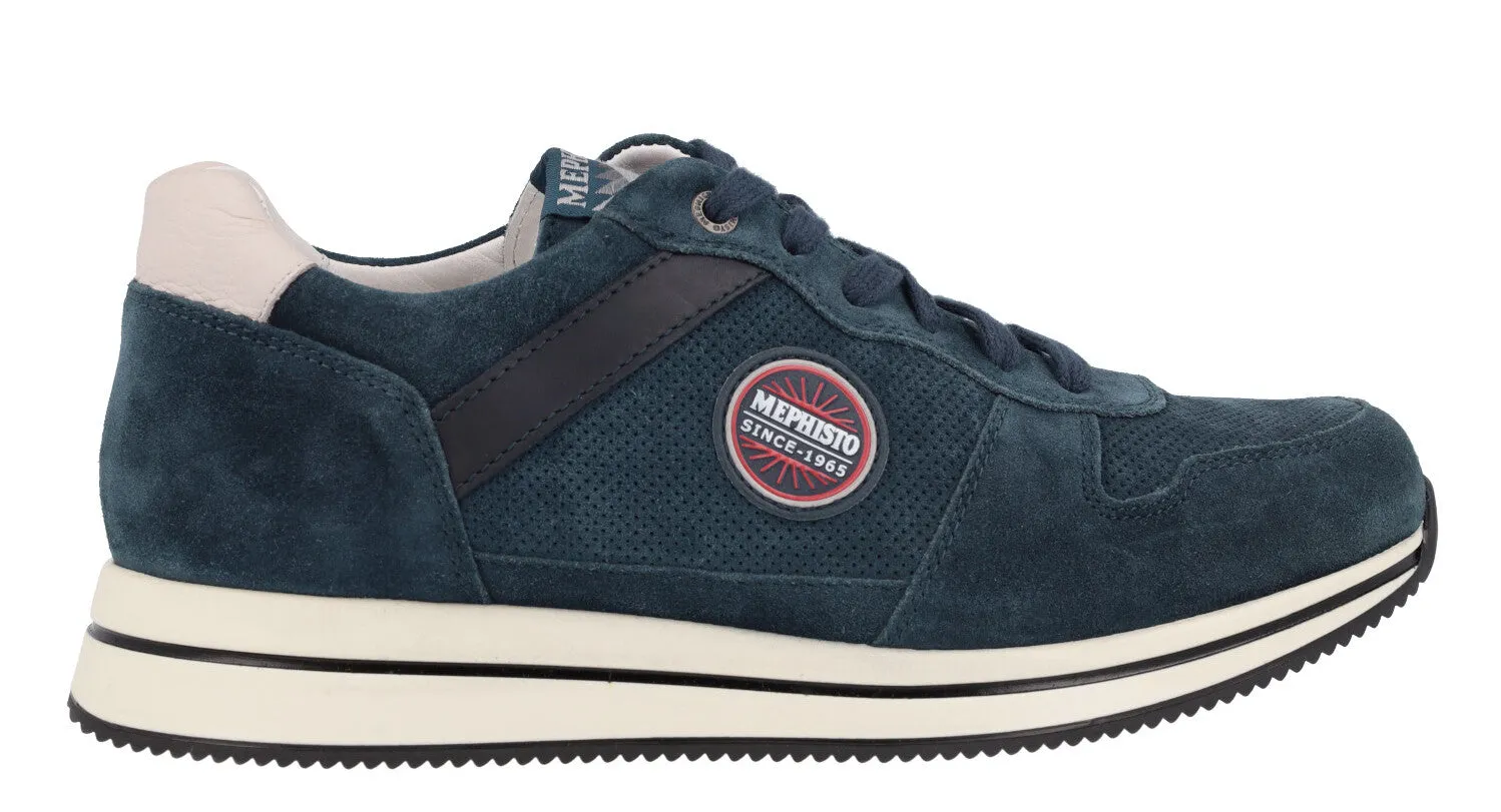 Zapatos deportivos para hombre en serraje azul Mephisto Garry