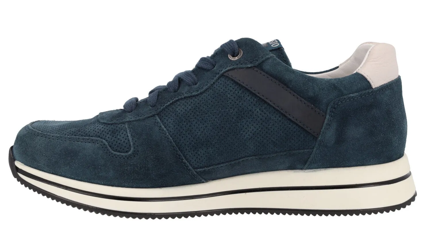 Zapatos deportivos para hombre en serraje azul Mephisto Garry