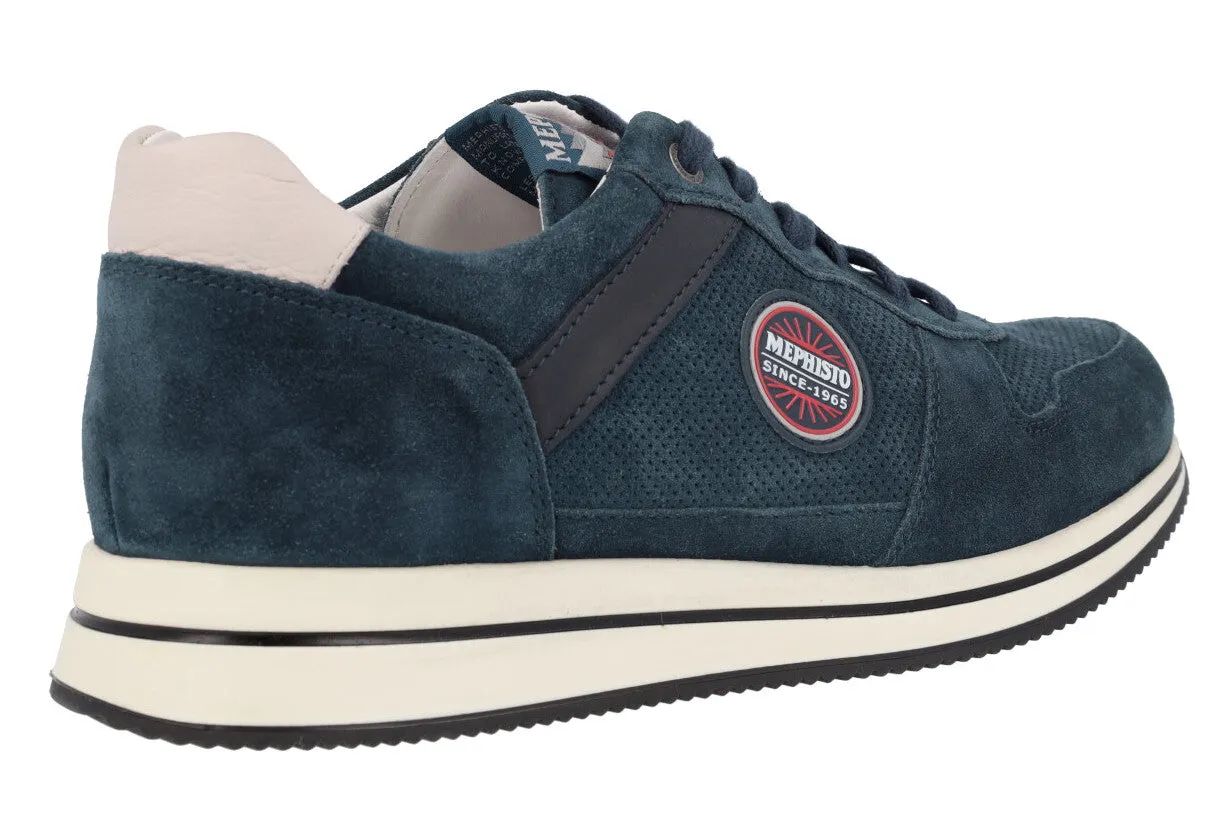 Zapatos deportivos para hombre en serraje azul Mephisto Garry