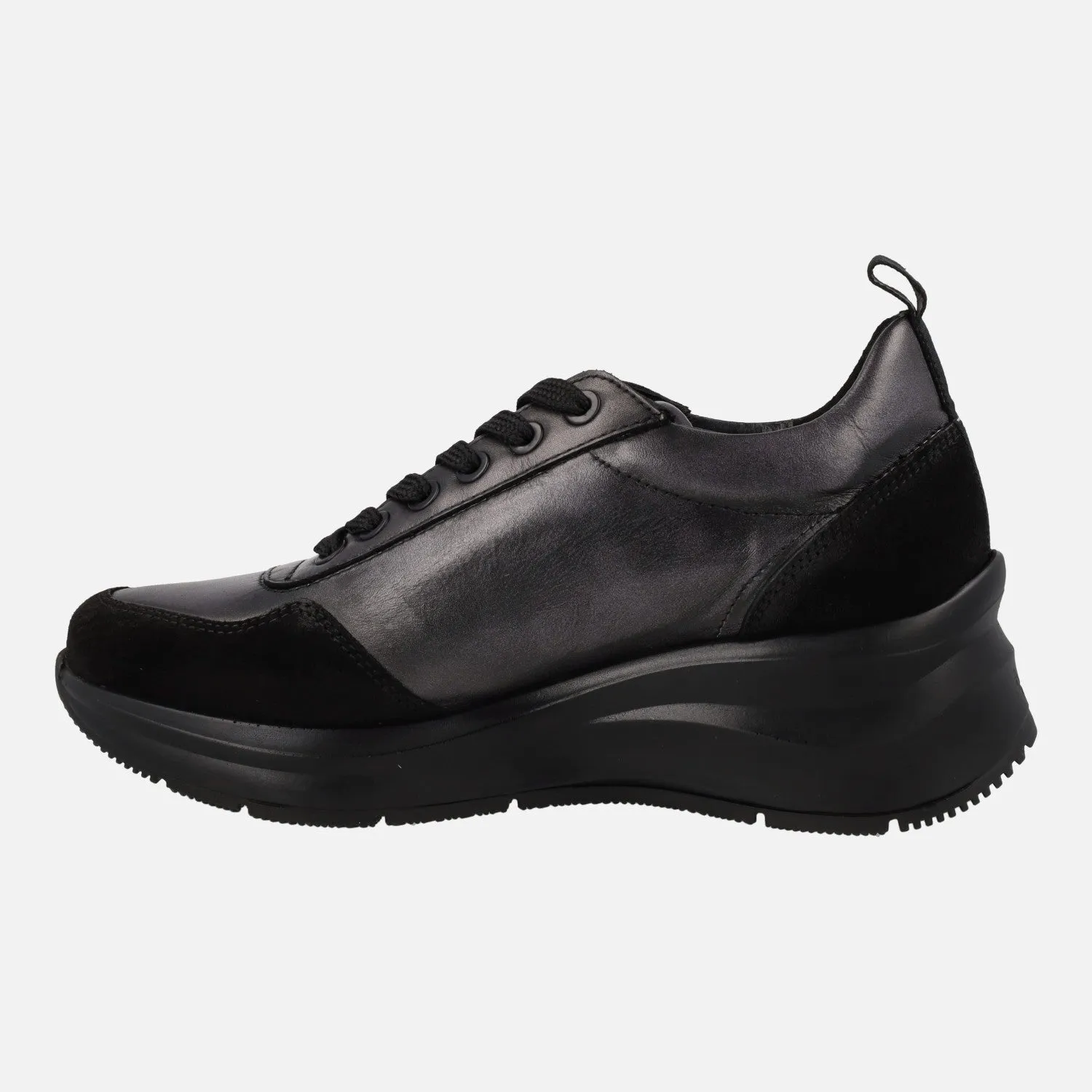 Zapatos deportivos Paula Urban en combinado negro/plomo