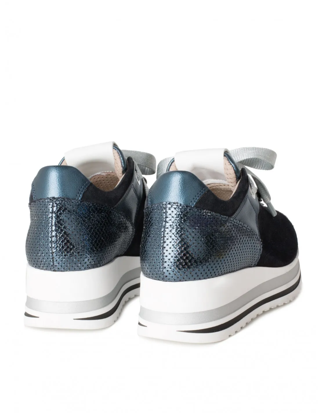 Zapatos Deportivos Plataforma Azul Abalorios