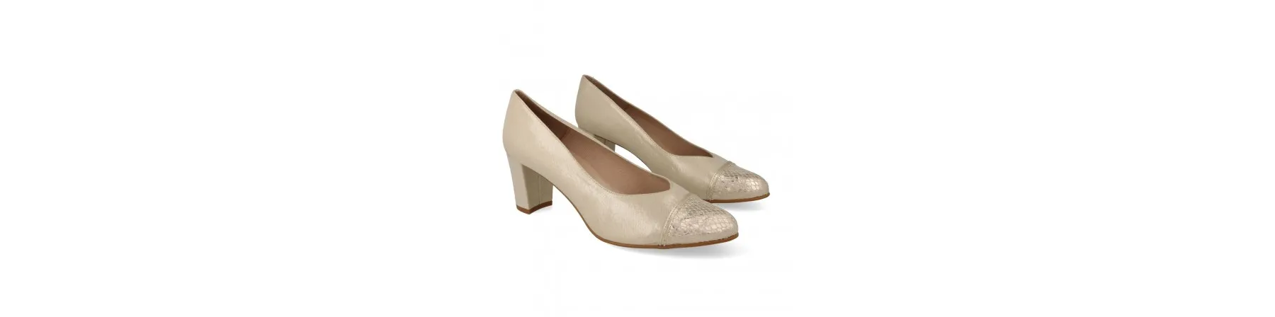 ZAPATOS TACON COMODOS MUJER MOD. URSULA DORADO