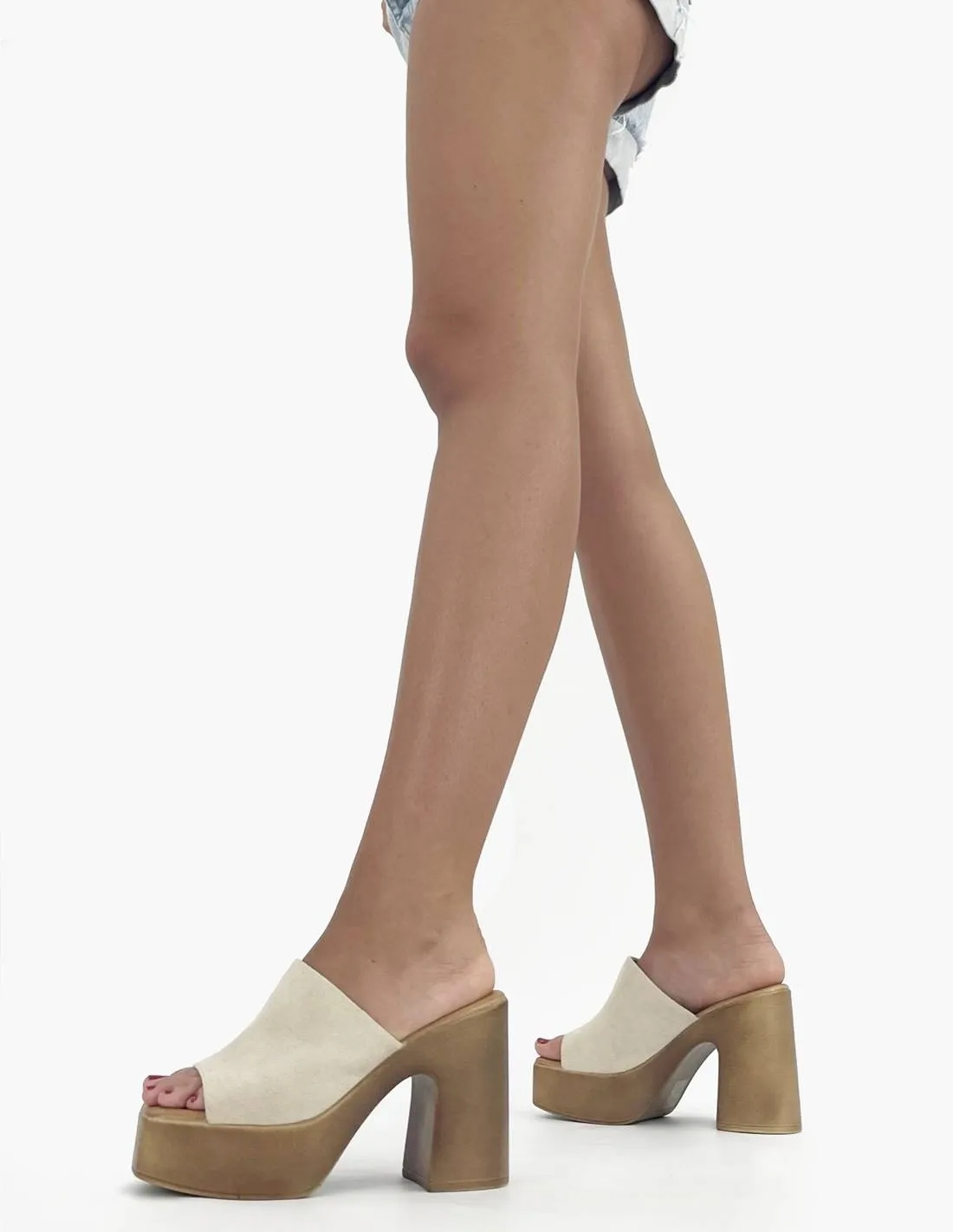 Zueco beige antelina | Valencia